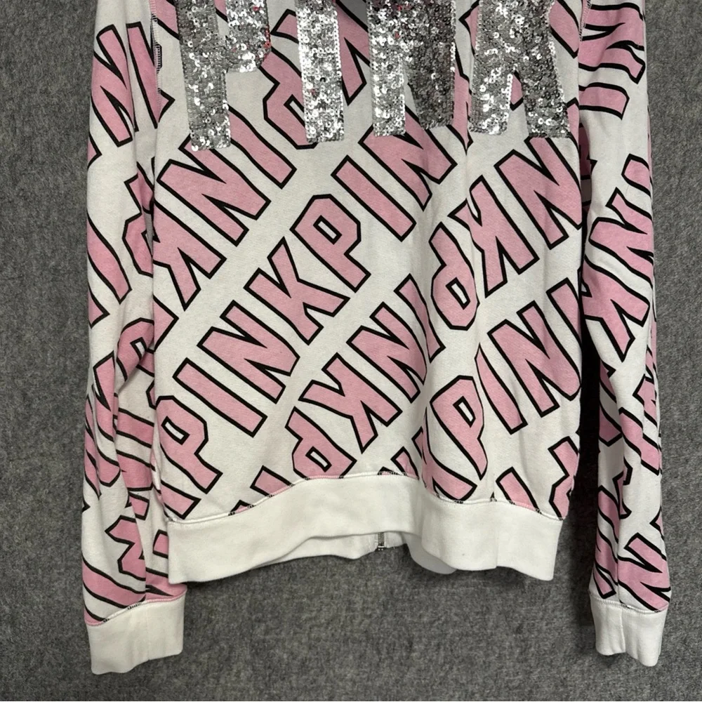 VICTORIA'S SECRET PINK GRAPHIC HOODIE FASHION SHOW FULL ZIP size L - Picture 7 of 12
